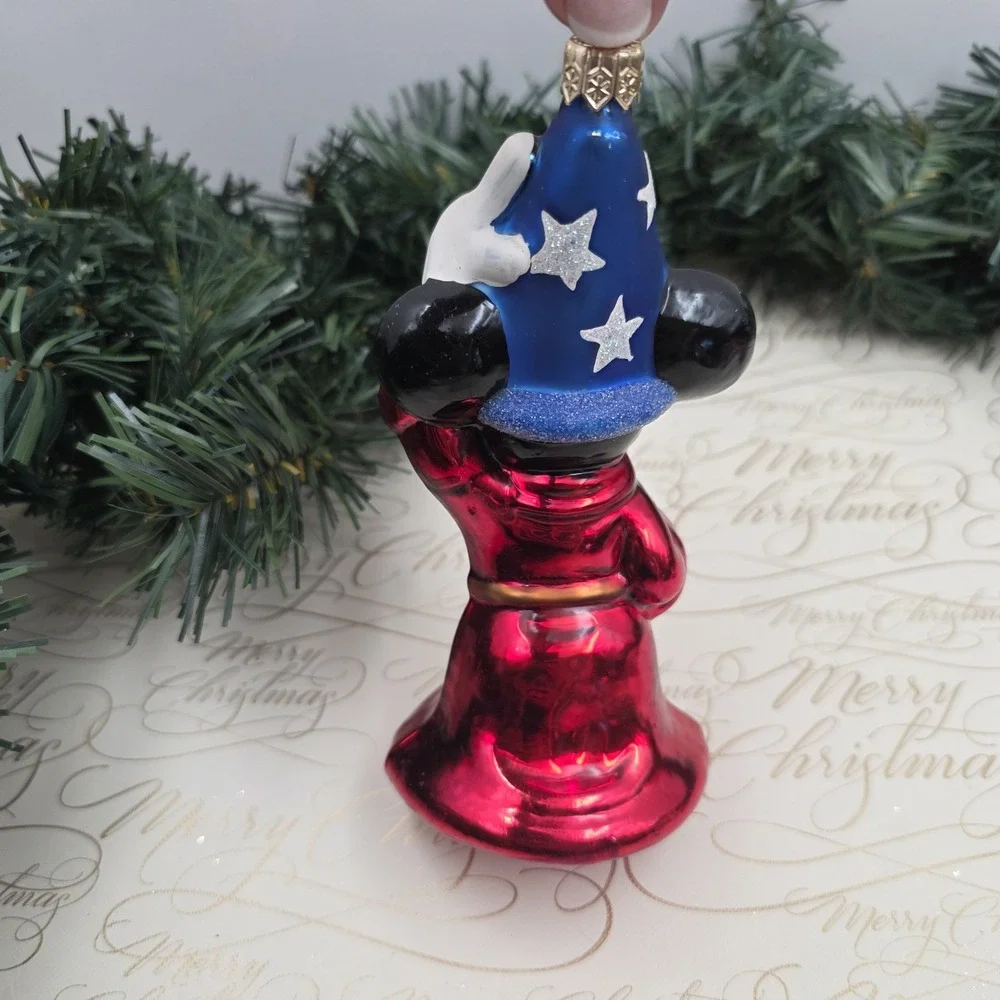 1999 Christopher Radko Disney Fantasia Sorcerer Mickey Brooms Glass Ornaments